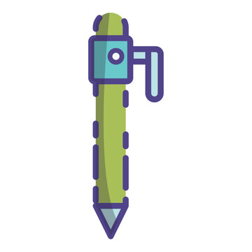 Icono de esfero verde pastel colores tiernos,regreso al colegio. Ilustraci&oacute;n vectorial con l&iacute;nea delgada,vector aislado sobre fondo blanco.  De vuelta a la escuela. Material para escribir
