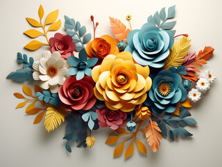 Festive decor comes alive with vibrant paper flowers in a digital illustration