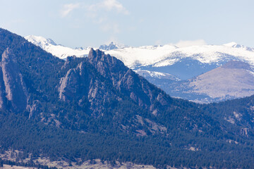 Colorado Flatirons, Snow in Background, Landscape Boulder