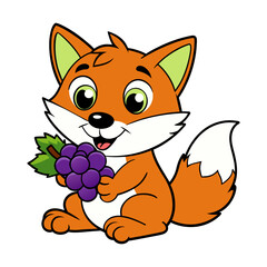Fototapeta premium Cute fox with grapes 