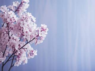 Delicate lilac sprig enhances serene light blue backdrop