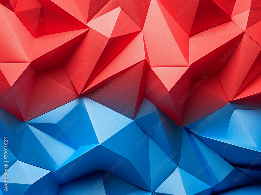 Aufkleber abstract background transitions from blue to red with paper poly design