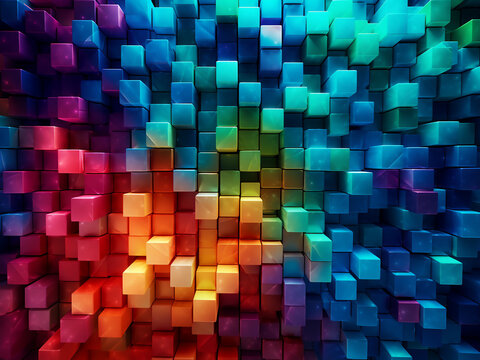Vibrant cubes form the basis of an abstract and colorful backdrop
