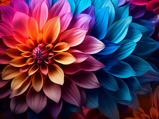 AI generates a beautiful gift an abstract floral design with multi-colored petals