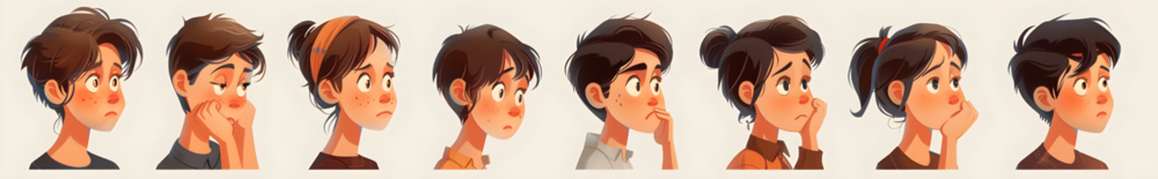 Illustrations of various basic emotions including disappointment, sadness, grief, despair, condemnation, contempt, disgust, and suspicion.