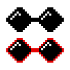 Pixelated Sunglasses Set. Pixel Boss Glasses, 8 bit Style. Meme Game 8-bit Sunglasses Design Template, Isolated