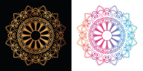golden mandala design with a black background