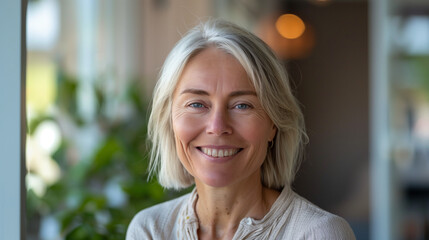 Fototapeta premium portrait of beautiful mature woman close up head shot