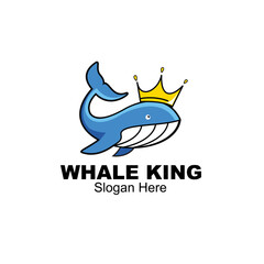 whale king logo design stock image vector illustration