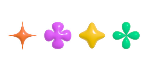 3d vector plastic shapes in 90s style.Abstract cute icons or symbols in y2k aesthetic.Cartoon design elements for banners,social media marketing,branding,packaging,covers