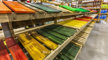 choosing wood protection paint color in building materials shop