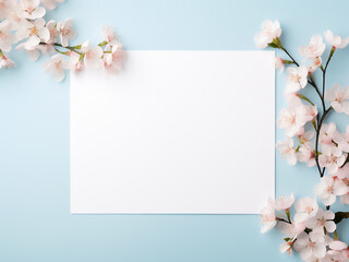 Top view of wedding mockup featuring white paper list and pink flowers
