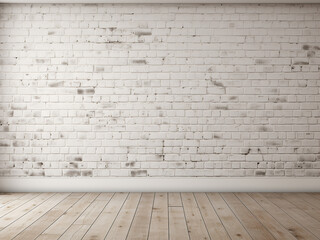 Fototapeta premium Background of a rural room showcases a white brick wall