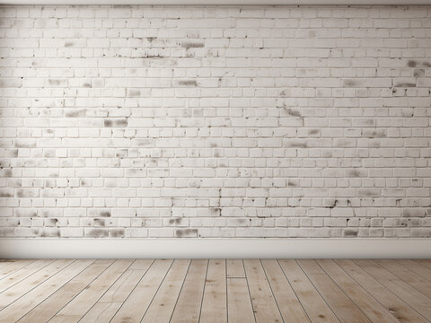 Background of a rural room showcases a white brick wall