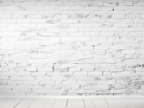 Wallpaper background highlights the textured surface of a white brick wall