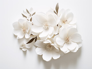 AI-generated illustration white paper flowers set against a white backdrop