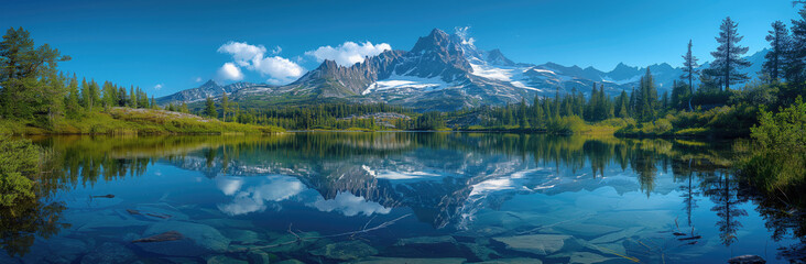 reflection of Mountains on a lake Alpine