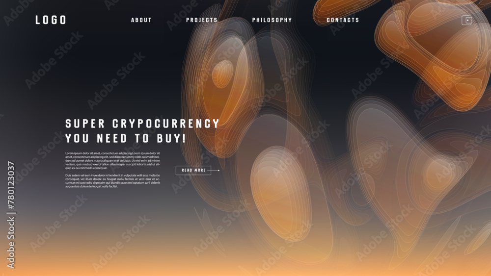 Poster landing page abstract design. template for website or app. colorful abstract minimal wave