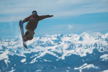people snowboarding on the snow in the winter. Beautiful simple AI generated image in 4K, unique. - obrazy, fototapety, plakaty