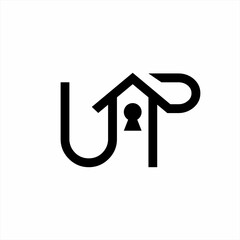 Home security logo design with "up" concept.