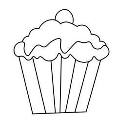 illustration of a cupcake. Kids line art drawing