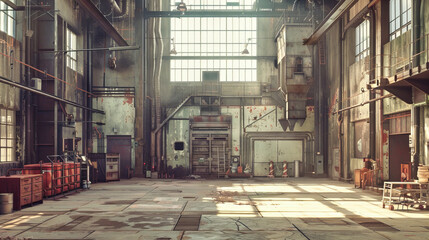 Abandoned Industrial Interior, Capturing the Eerie and Forgotten Aspects of Urban Decay and History