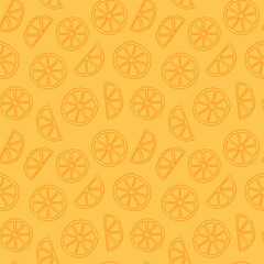 summer seamless pattern with orange fruit slices- vector illustration
