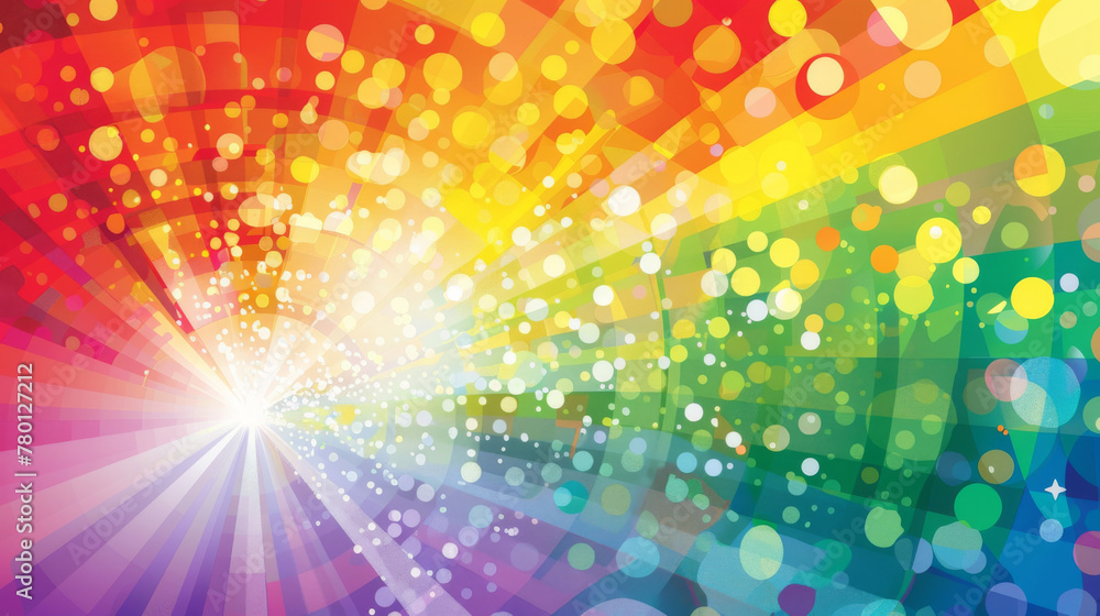 Poster abstract colorful background with a rainbow spectrum and digital bokeh effect
