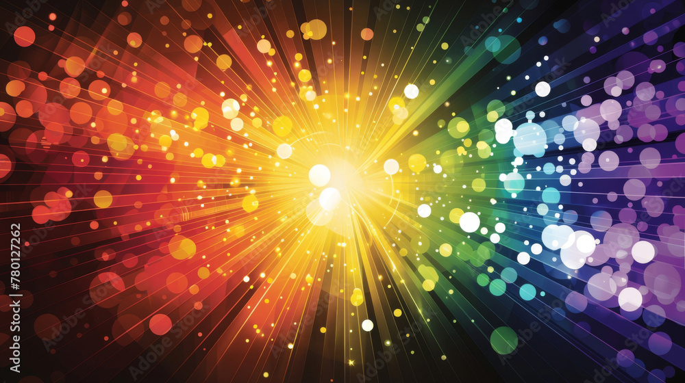 Poster vibrant abstract background depicting a burst of technology-themed colors