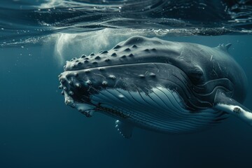 Humpback whale under the sea, marine life concept.