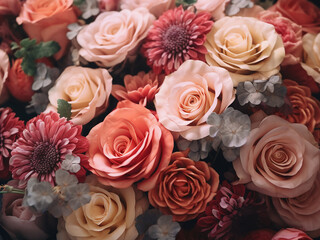 Vintage filter enhances the charm of a bouquet, perfect for backgrounds