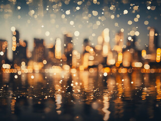 Twilight unveils a picturesque backdrop of city lights with a mesmerizing bokeh effect