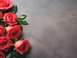 Roses arranged on a concrete surface create a captivating floral card concept