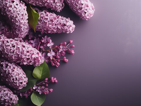 Enjoy the elegance of a floral border adorned with lilacs and copy space