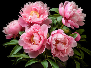 Enjoy the beauty of fresh pink peonies in full bloom, creating a stunning display