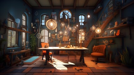 Craft a scene where AI-generated characters participate in a crismis-themed virtual reality escape room, solving algorithmically generated puzzles - obrazy, fototapety, plakaty
