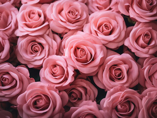 Pink roses create an artistic backdrop of beauty