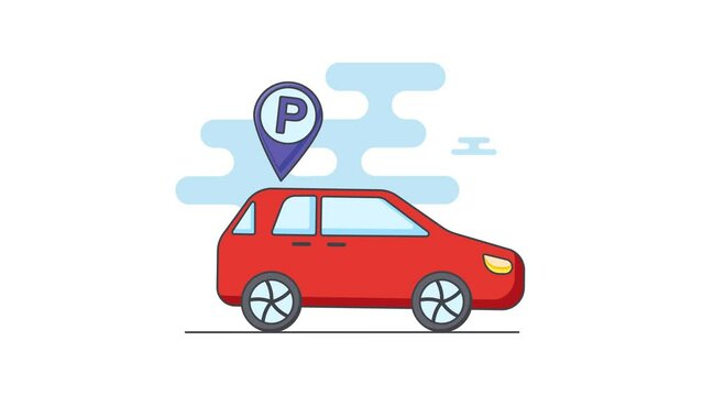illustration of a car parking at a hotel