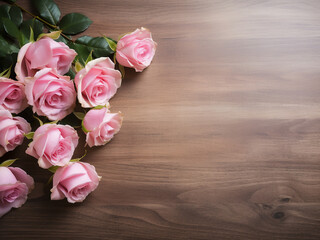 Pink rose flowers and petals form a delightful floral pattern on a white background