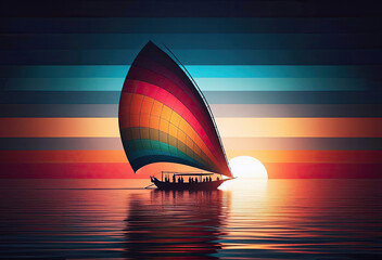Barco arcoíris surrealista - obrazy, fototapety, plakaty