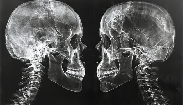 skull xray scan print on film,generative ai