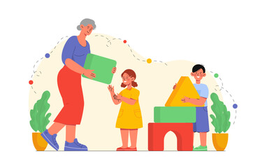 Grandmother with grandchildren vector concept