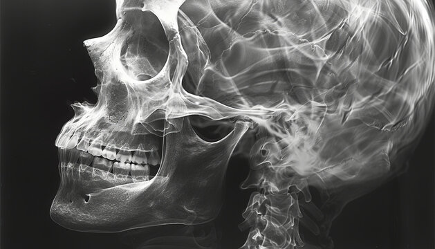 skull xray scan print on film,generative ai