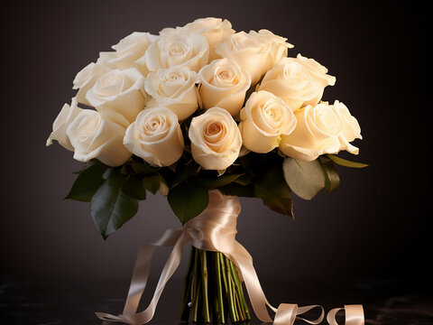 White roses form a lovely bouquet against a soft pastel backdrop