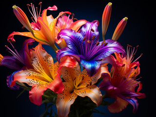 Flowers, adorned with vibrant colors, exude brilliance and grace - obrazy, fototapety, plakaty