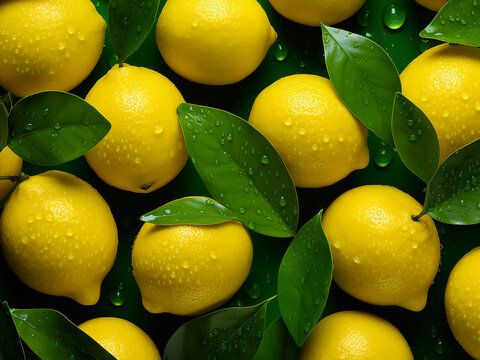Bright lemons, yellow and zesty, contrast beautifully with a green geometric background