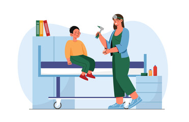 Otolaryngologist with boy vector concept