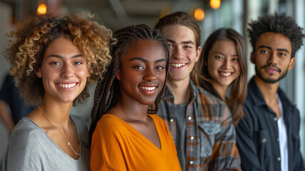 Fototapeta premium group of young african angineers one caucasian one asian,generative ai