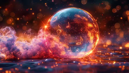 Foto op Canvas Stunning logo design: Musical bubble with vibrant colors, intricate textures, and subtle notes, evoking dynamism.generative ai © Krisana