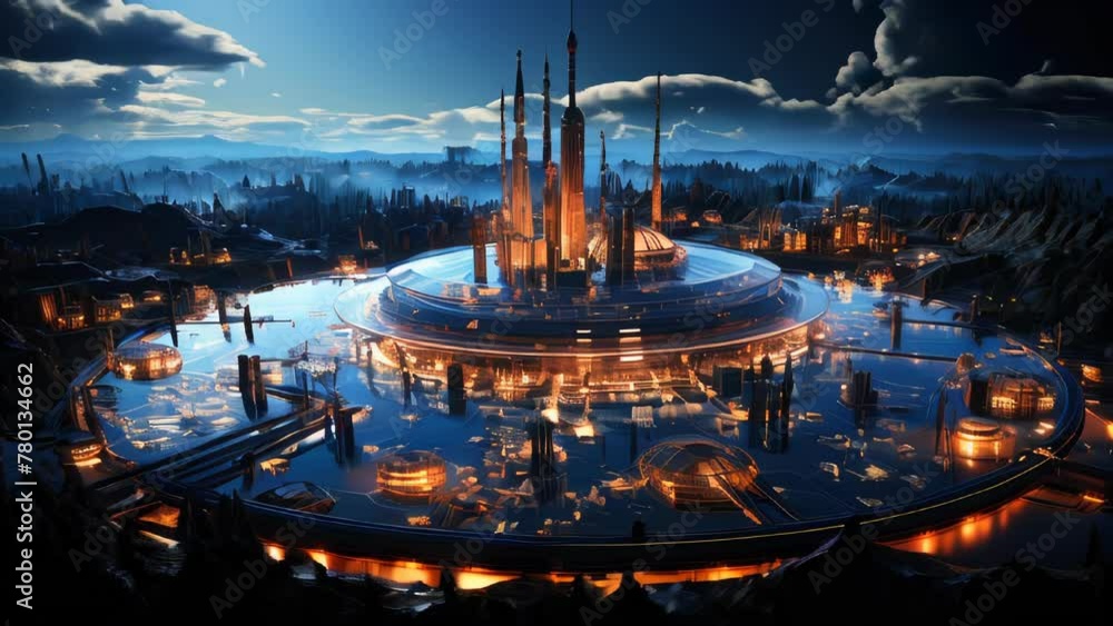 Aufkleber abstract futiristiv city on a microcircuit background. electronic circuit board and a big data digit
